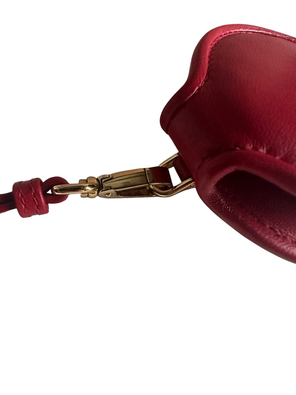 Miu Miu Red Leather Compact Mirror Wristlet Bag Charm w/ Box - Picture 10 of 10